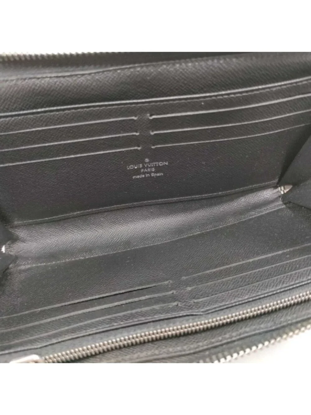 Louis Vuitton Wallet Damier Graphite Zippy Dragonne Black Leather L-shaped